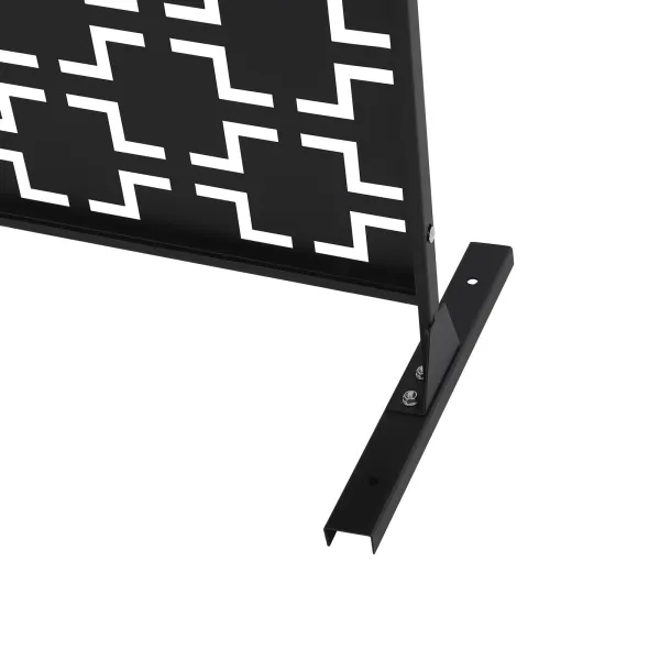 Privacy Screen Outdoor Decorative Panels Planter Wall Metal Fence Panels Modern Privacy Screen Fence Free Standing, Checker Style - Black Privacy Screen Outdoor Decorative Panels Planter Wall Metal Fence Panels Modern Privacy Screen Fence Free Standing, Checker Style - Black