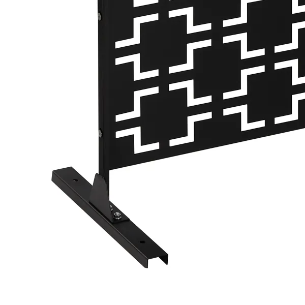 Privacy Screen Outdoor Decorative Panels Planter Wall Metal Fence Panels Modern Privacy Screen Fence Free Standing, Checker Style - Black Privacy Screen Outdoor Decorative Panels Planter Wall Metal Fence Panels Modern Privacy Screen Fence Free Standing, Checker Style - Black