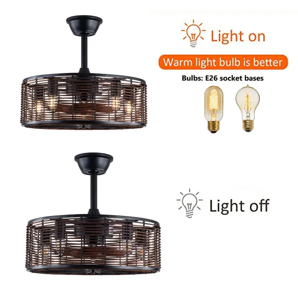 アンテーク Farmhouse Enclosed Ceiling Fan Lighting Kits with 3 Speeds Motor
